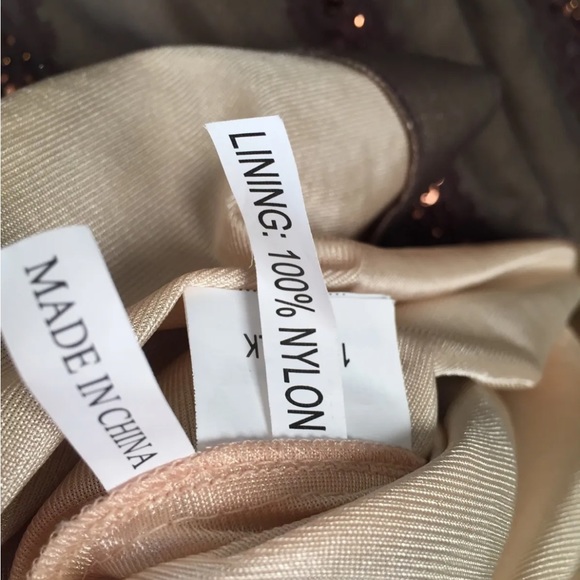 Mandalay Vintage Brown Beaded Gown Sequined Crystals Dress Deep V Neck 90s Y2K - Picture 7 of 12